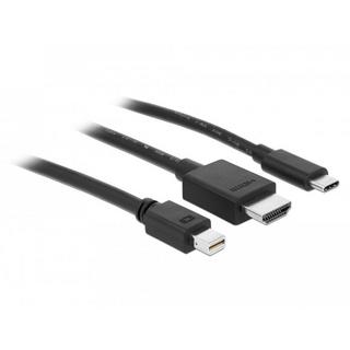 DeLock  DeLOCK 85830 câble vidéo et adaptateur HDMI Type A (Standard) HDMI + Mini DisplayPort + USB Type-C Noir 