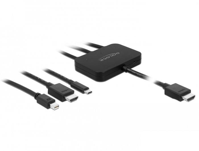 DeLock  DeLOCK 85830 câble vidéo et adaptateur HDMI Type A (Standard) HDMI + Mini DisplayPort + USB Type-C Noir 