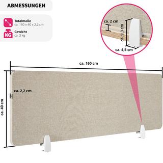 Tectake  Schreibtisch Trennwand Noisy mit abgerundeten Ecken 