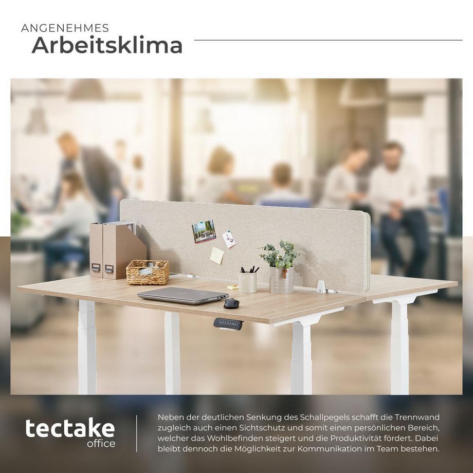 Tectake  Schreibtisch Trennwand Noisy in 2 Größen mit schallabsorbierendem PET-Kern 