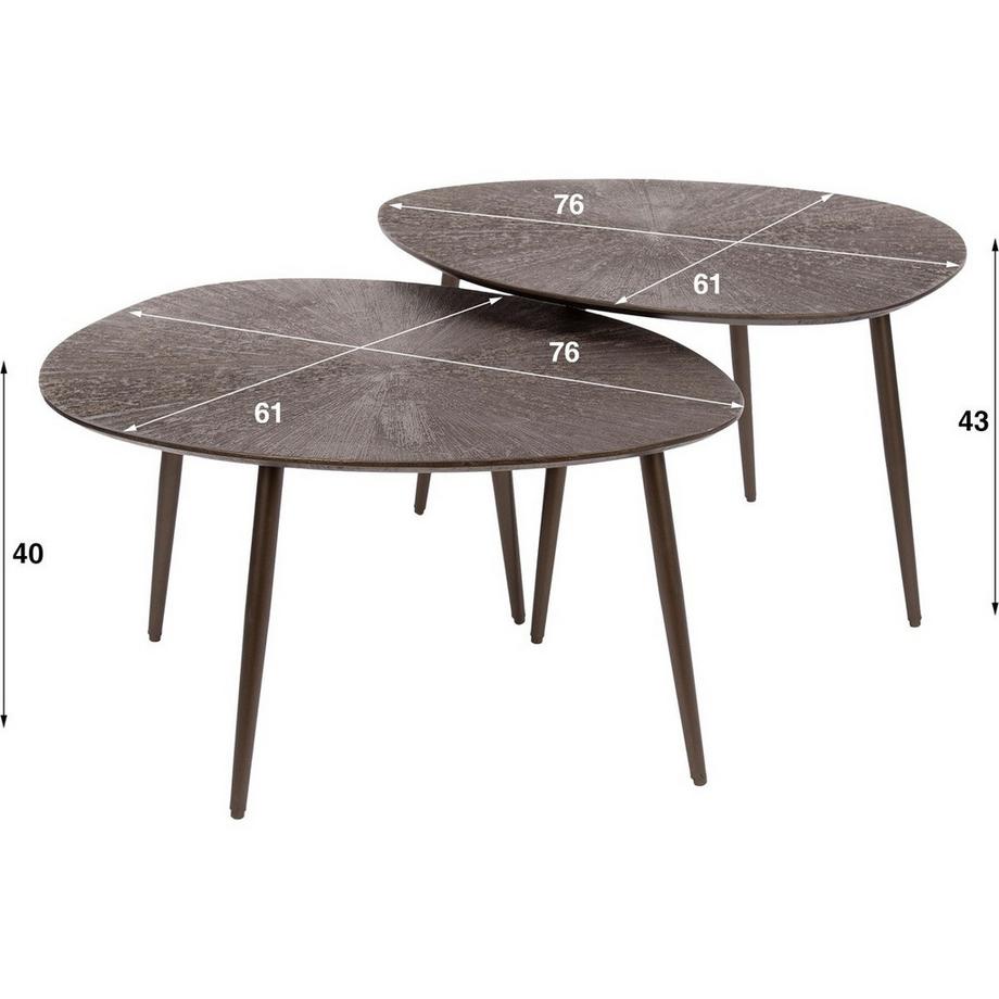 mutoni Tavolino Brown Ray marrone bronzo organico (set di 2)  