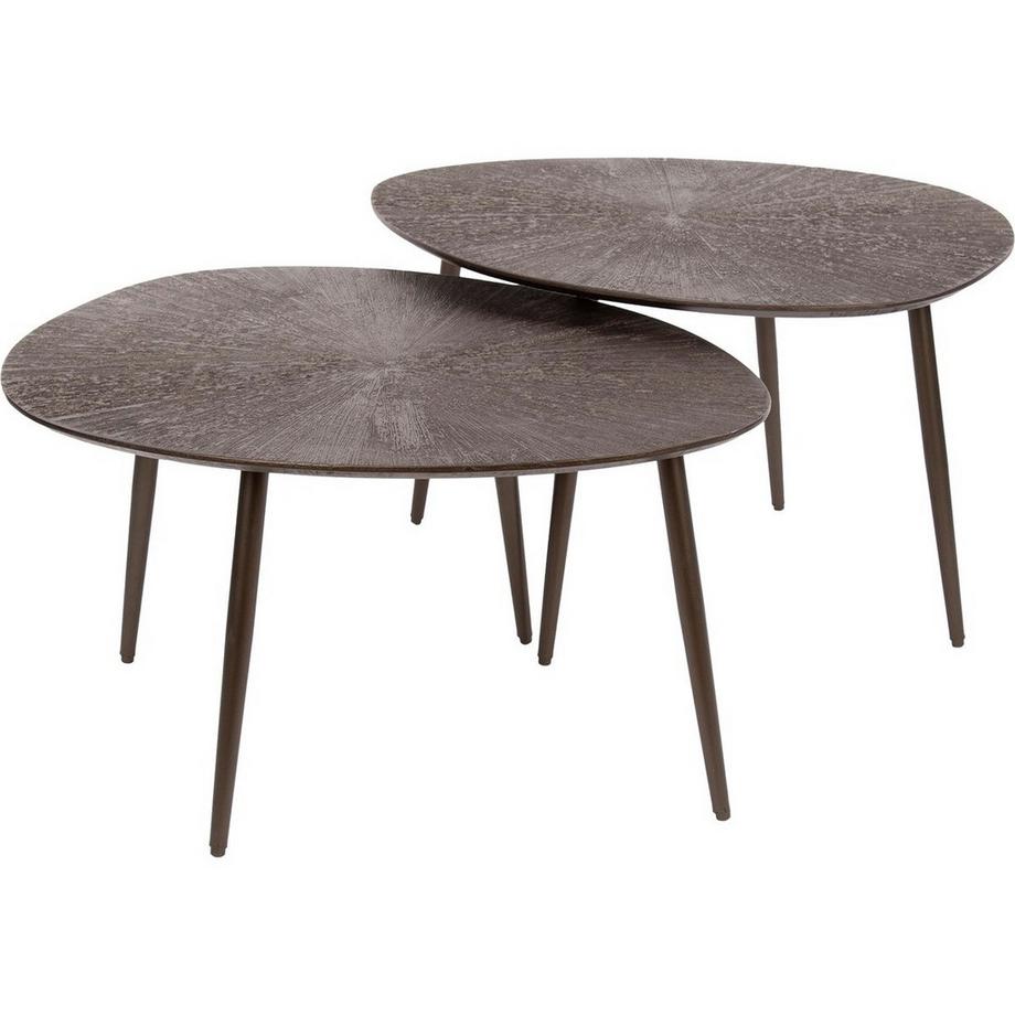 mutoni Tavolino Brown Ray marrone bronzo organico (set di 2)  