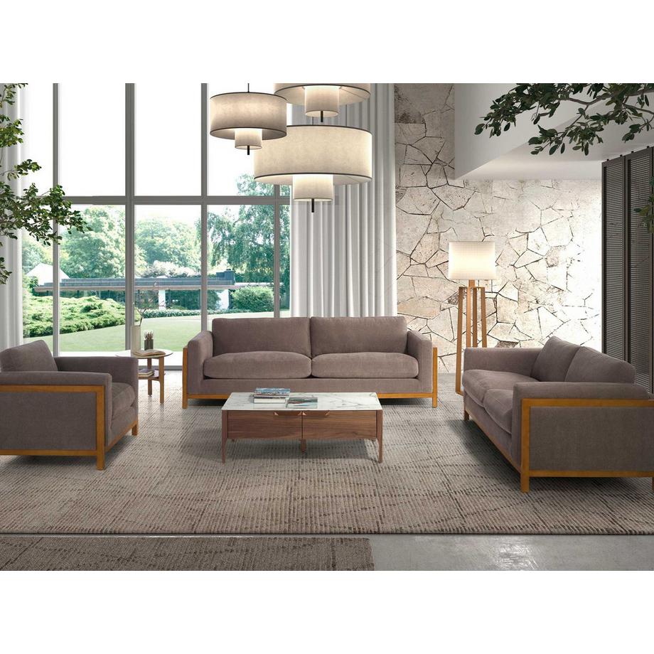 ANGEL CERDA Runder Ecktisch aus Porzellanmarmor und Nussbaumholz  