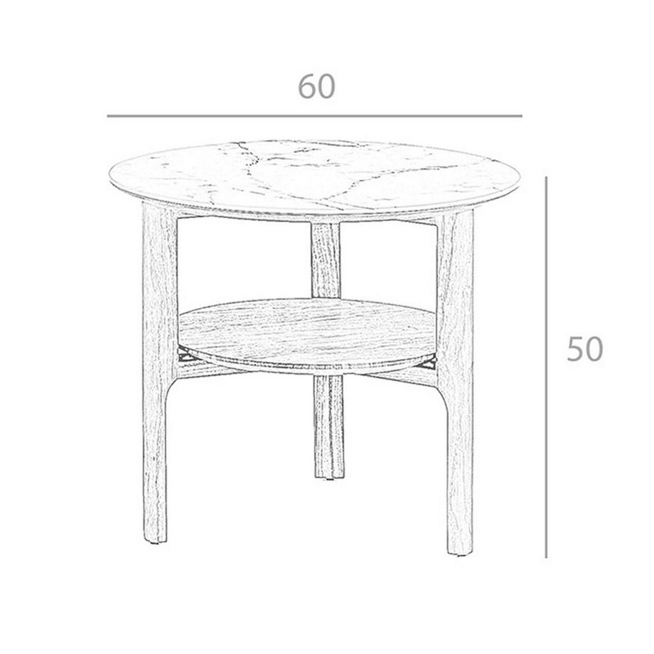 ANGEL CERDA Runder Ecktisch aus Porzellanmarmor und Nussbaumholz  