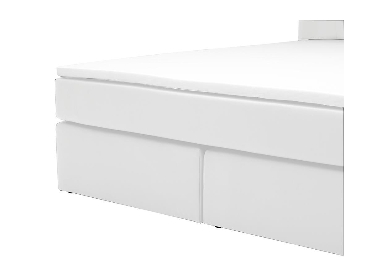 DREAMEA Set boxspring completo testata con LED + reti piedi LED + materasso + topper BILBAO 2 similpelle Bianco  