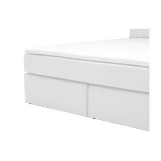 DREAMEA Set boxspring completo testata con LED + reti piedi LED + materasso + topper BILBAO 2 similpelle Bianco  