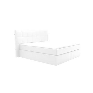 Set boxspring completo testata con LED + reti piedi LED + materasso + topper BILBAO 2 similpelle Bianco