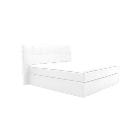 DREAMEA Set boxspring completo testata con LED + reti piedi LED + materasso + topper BILBAO 2 similpelle Bianco  