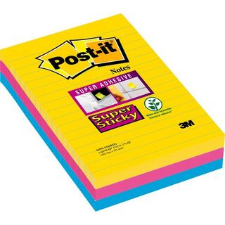 Post it POST-IT SuperSticky Rio 152x101mm 4690SS3RI 3-farbig, liniert 3x90 Blatt  