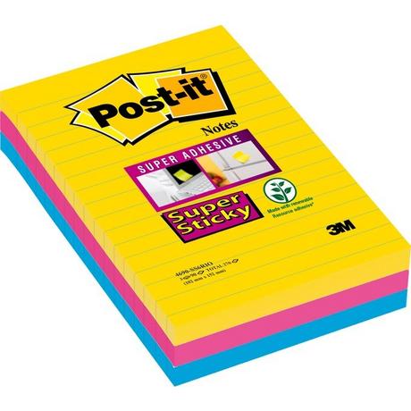 Post-It POST-IT SuperSticky Rio 152x101mm 4690SS3RI 3-farbig, liniert 3x90 Blatt  