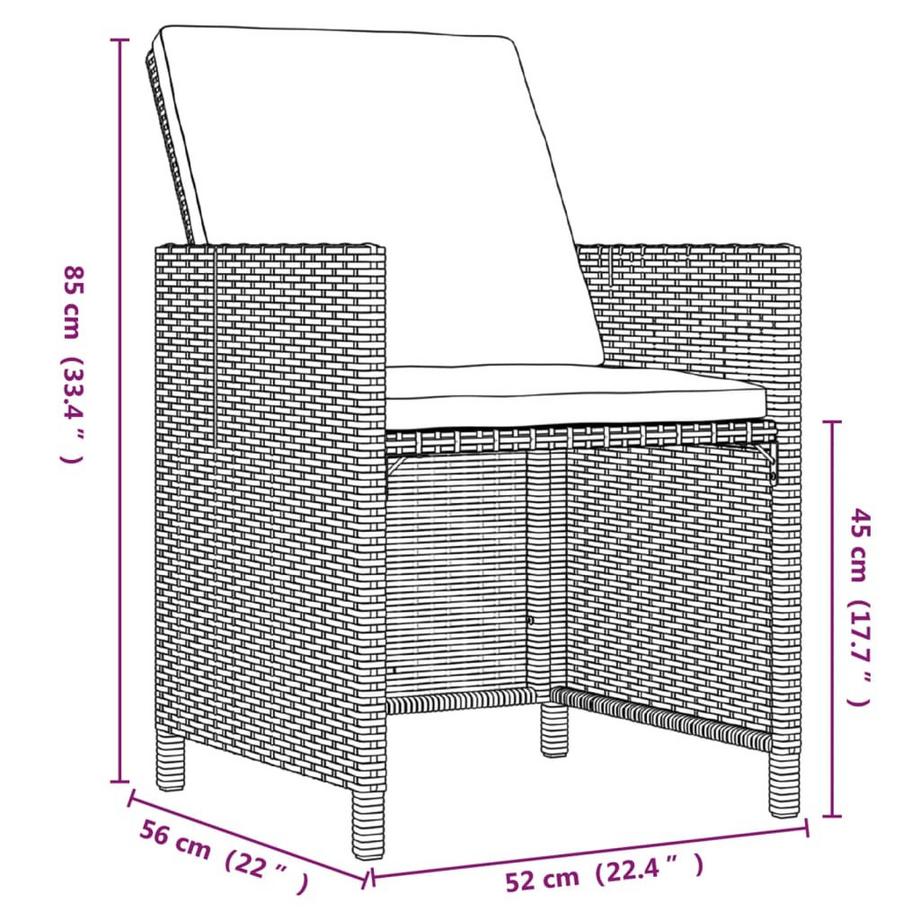 VidaXL Ensemble de salle à manger de jardin rotin synthétique  