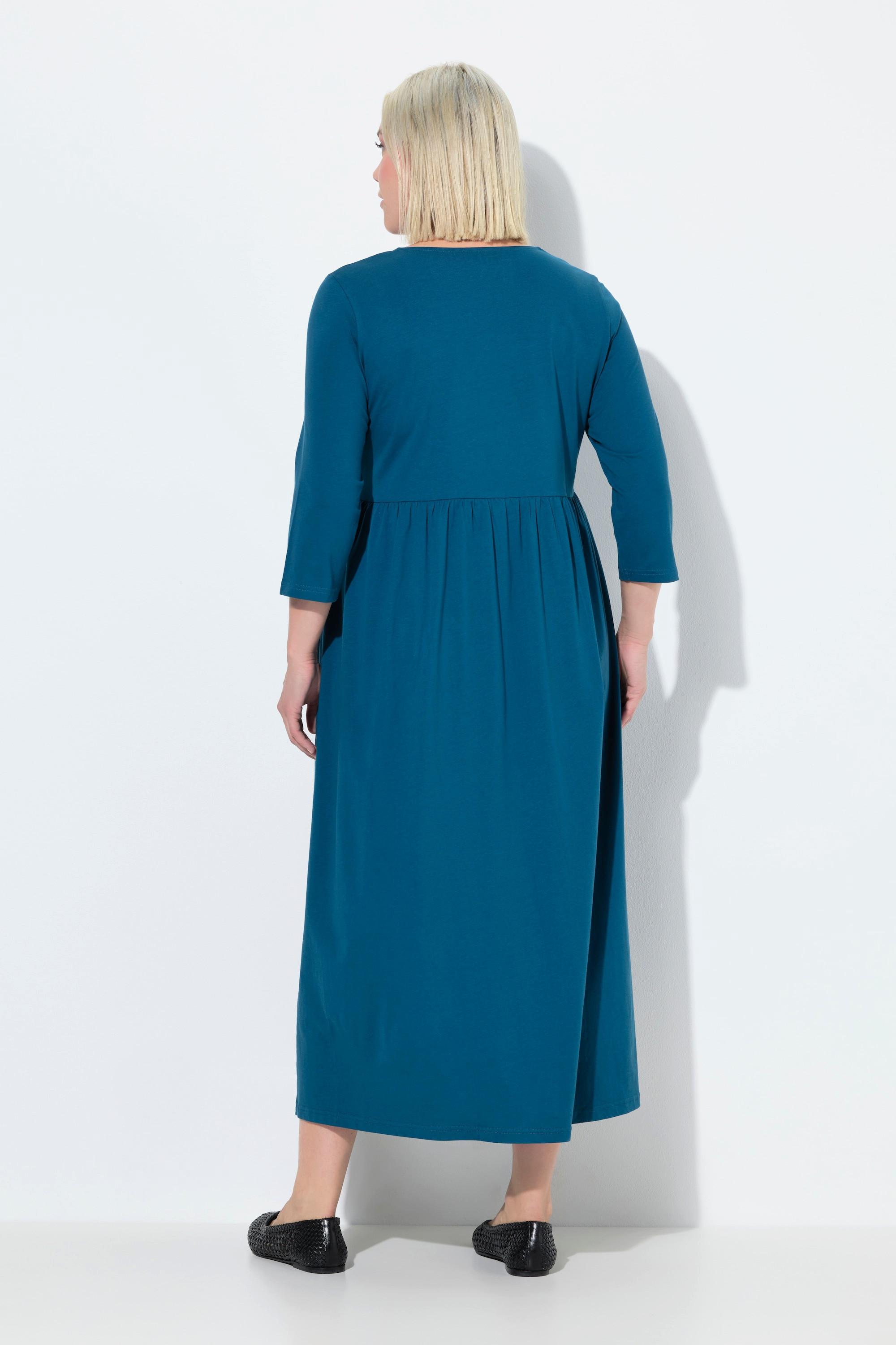 Ulla Popken Abito di jersey taglio svasato scollo rettangolare maniche 3/4  