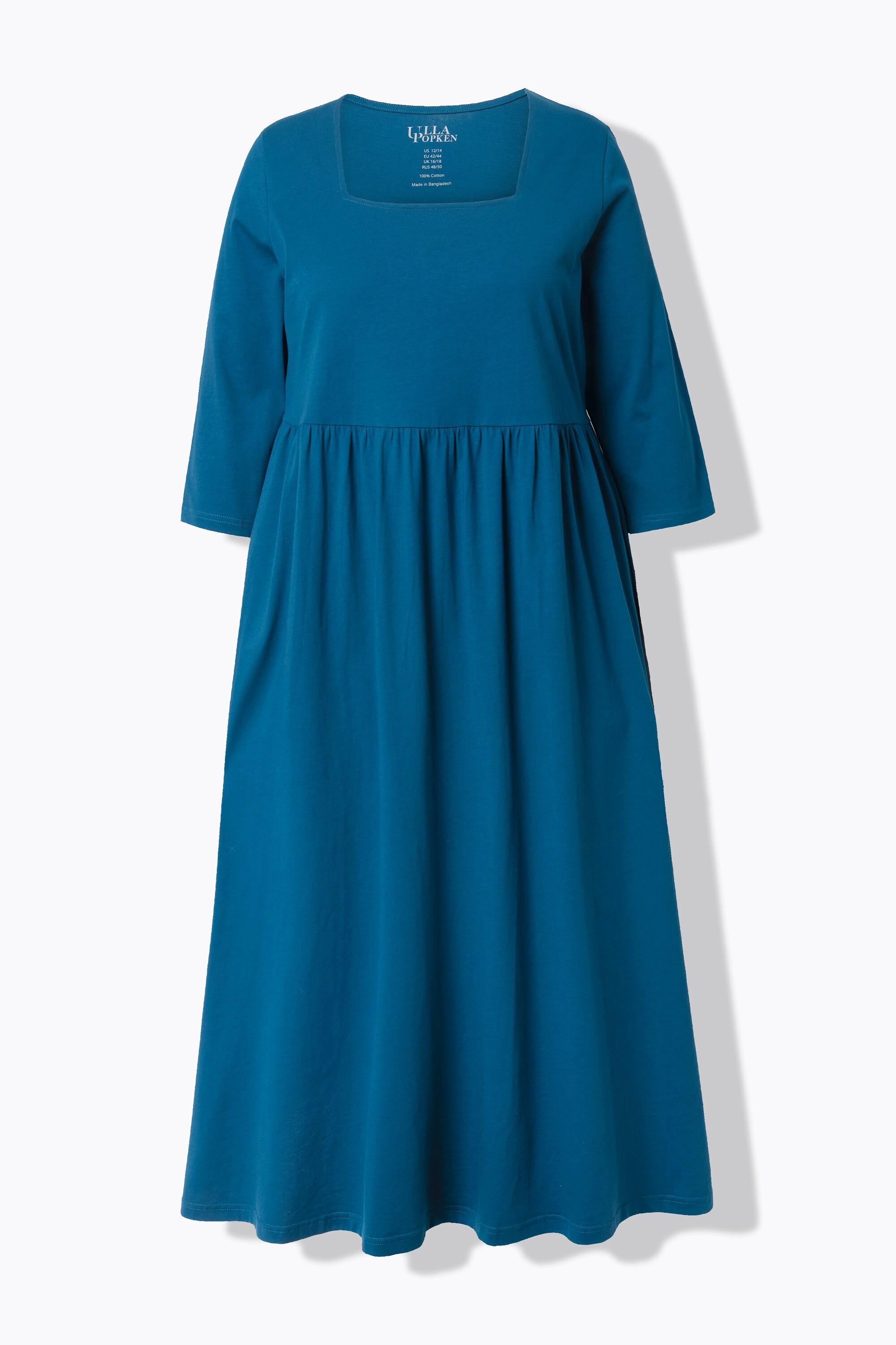 Ulla Popken Abito di jersey taglio svasato scollo rettangolare maniche 3/4  