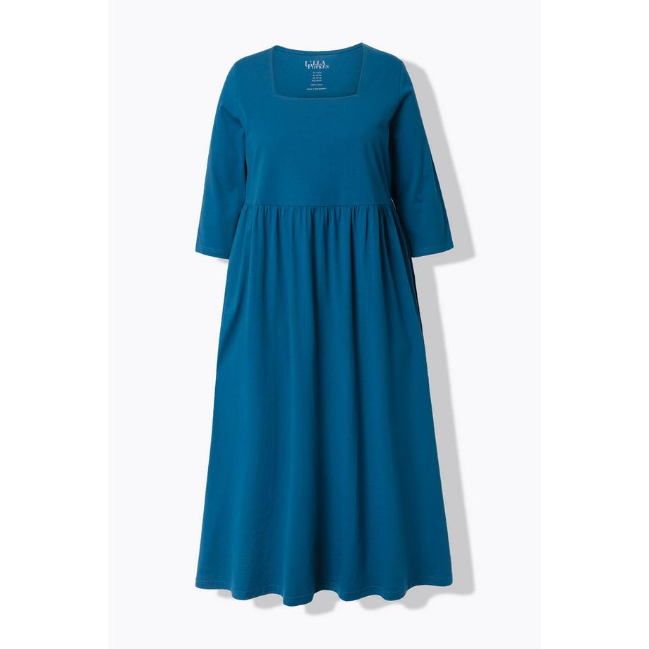 Ulla Popken Jerseykleid A-Linie Carrée-Ausschnitt 3/4-Arm  