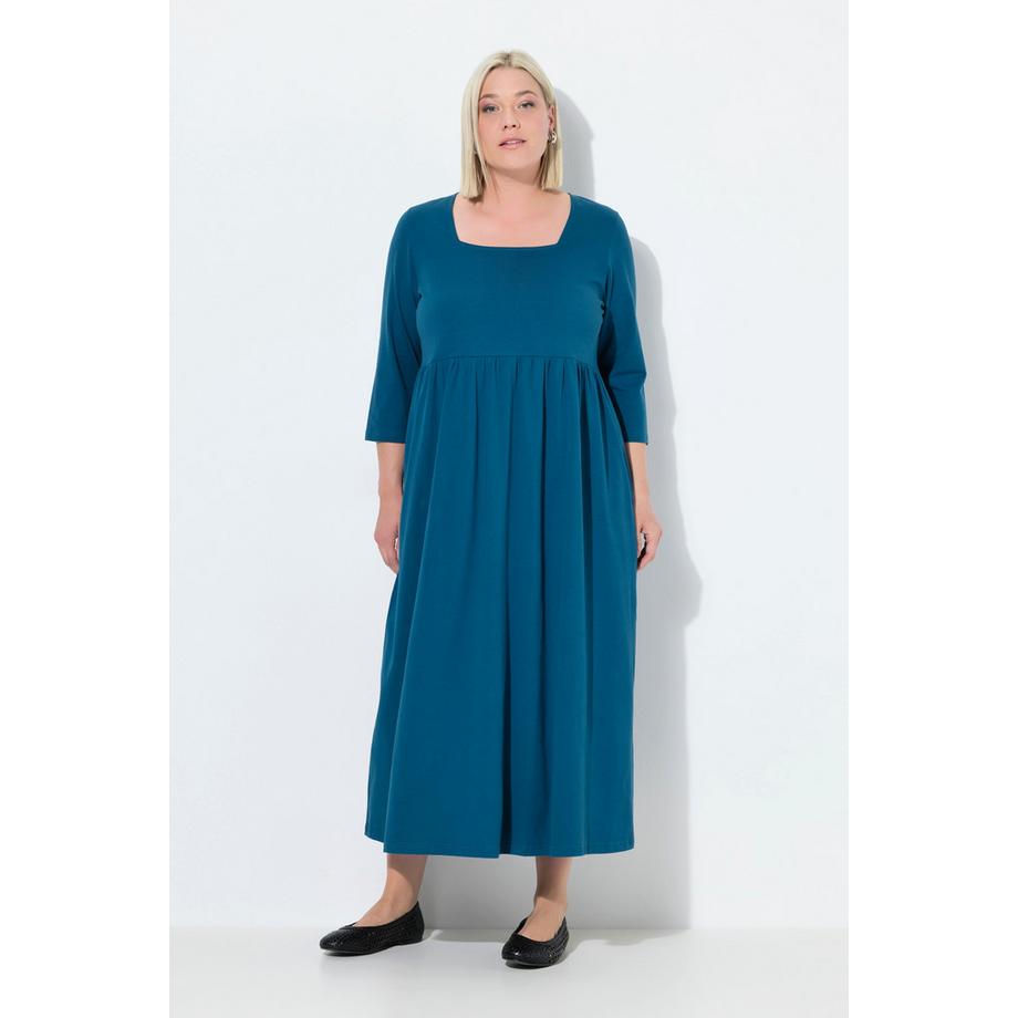 Ulla Popken Jerseykleid A-Linie Carrée-Ausschnitt 3/4-Arm  