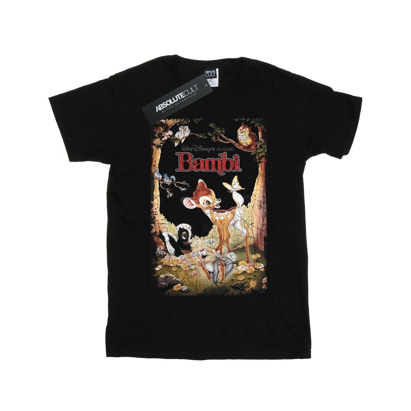 Image of Bambi Retro Poster Tshirt Unisex Schwarz 152-158
