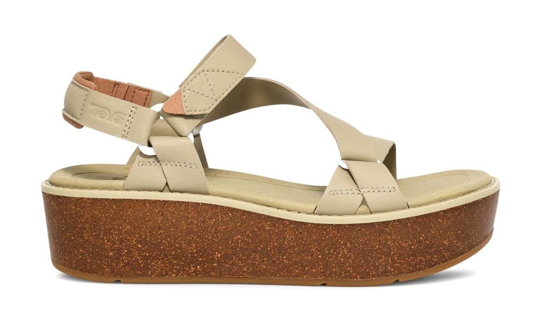 Image of Madera Wedge - Leder Wandersandale Damen Light Beige 37