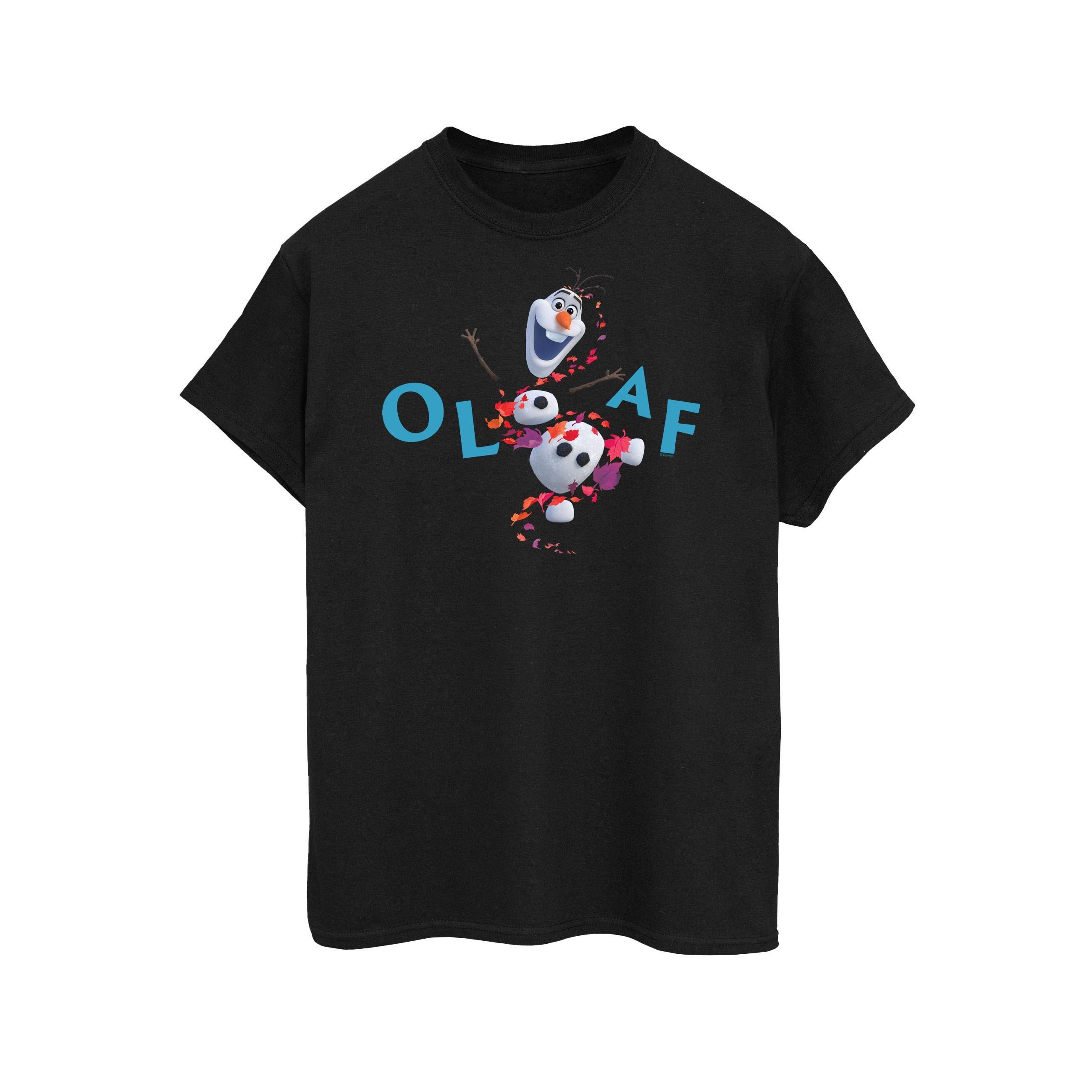Image of Frozen 2 Olaf Leaf Jump Tshirt Damen Schwarz M
