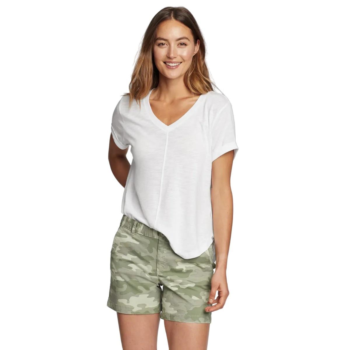 Image of Gate Check Tshirt Vausschnitt Damen Weiss M