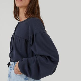 La Redoute Collections  Blusenshirt mit rundem Ausschnitt und Knopfleiste 