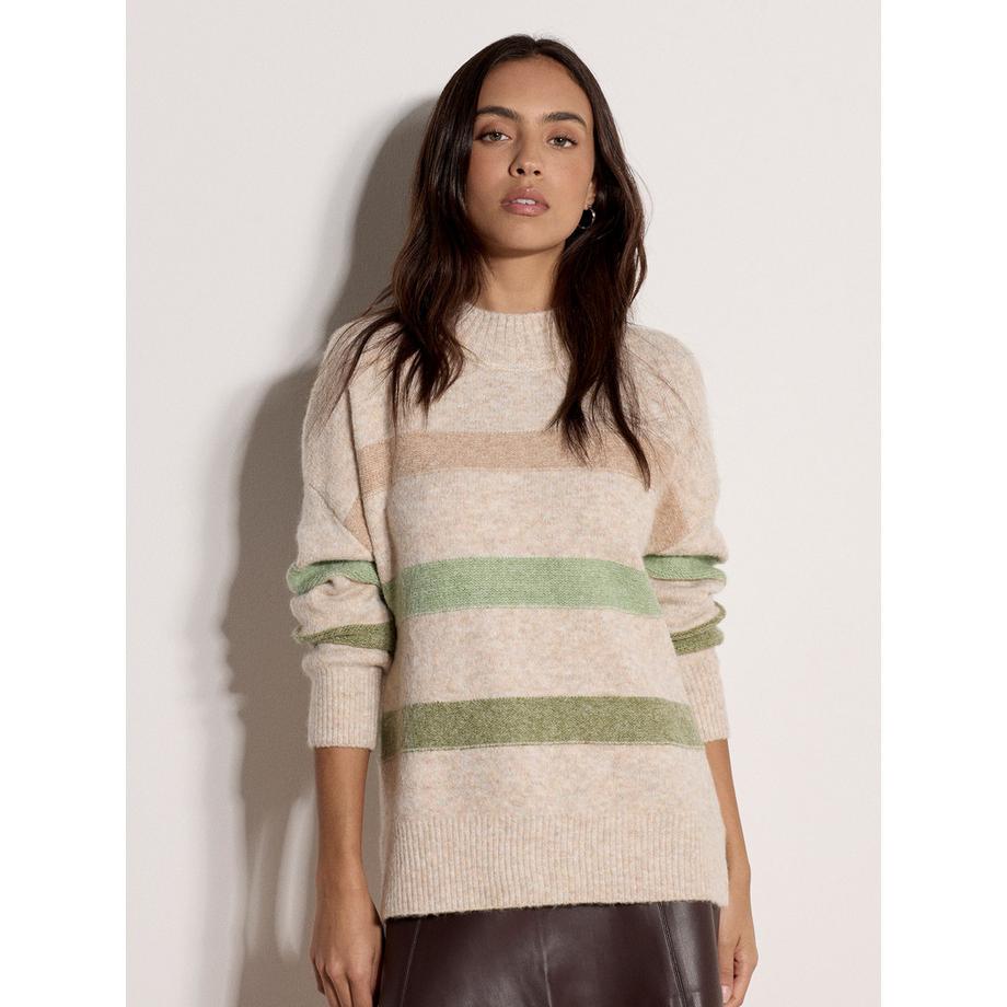 Pullover mit gestreiftem Strickmuster und Sprenkeln