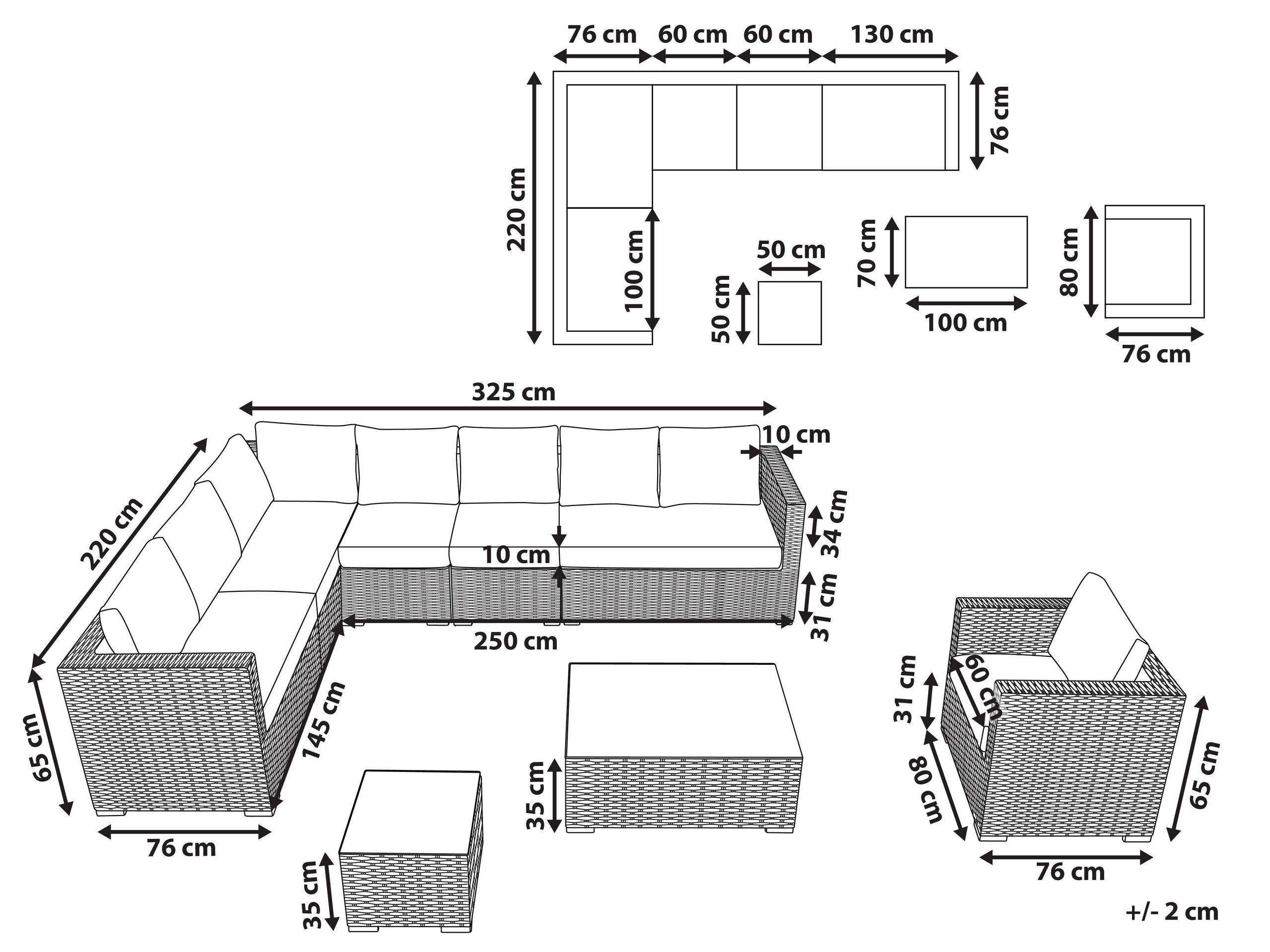 Beliani Set lounge pour jardin en Polyrotin Moderne XXL  