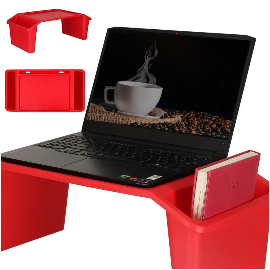 Table pour ordinateur portable avec organisateur rouge