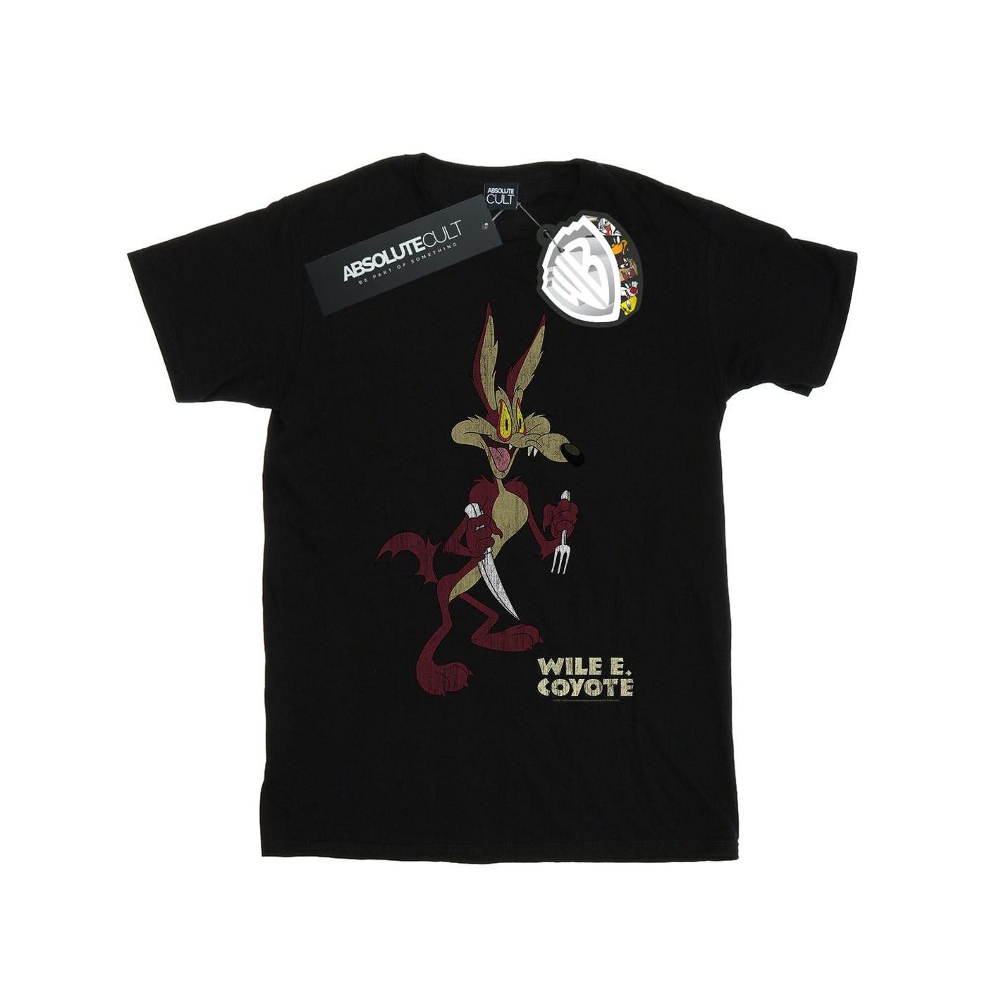 Image of Wile E Coyote Distressed Tshirt Damen Schwarz L