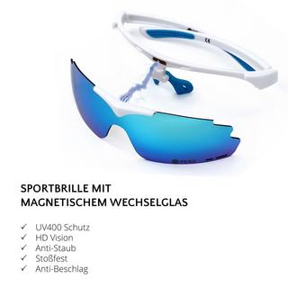 YEAZ  SUNUP Set di occhiali da sole sportivi Magnet Matt White / Full Revo Ice Blue 