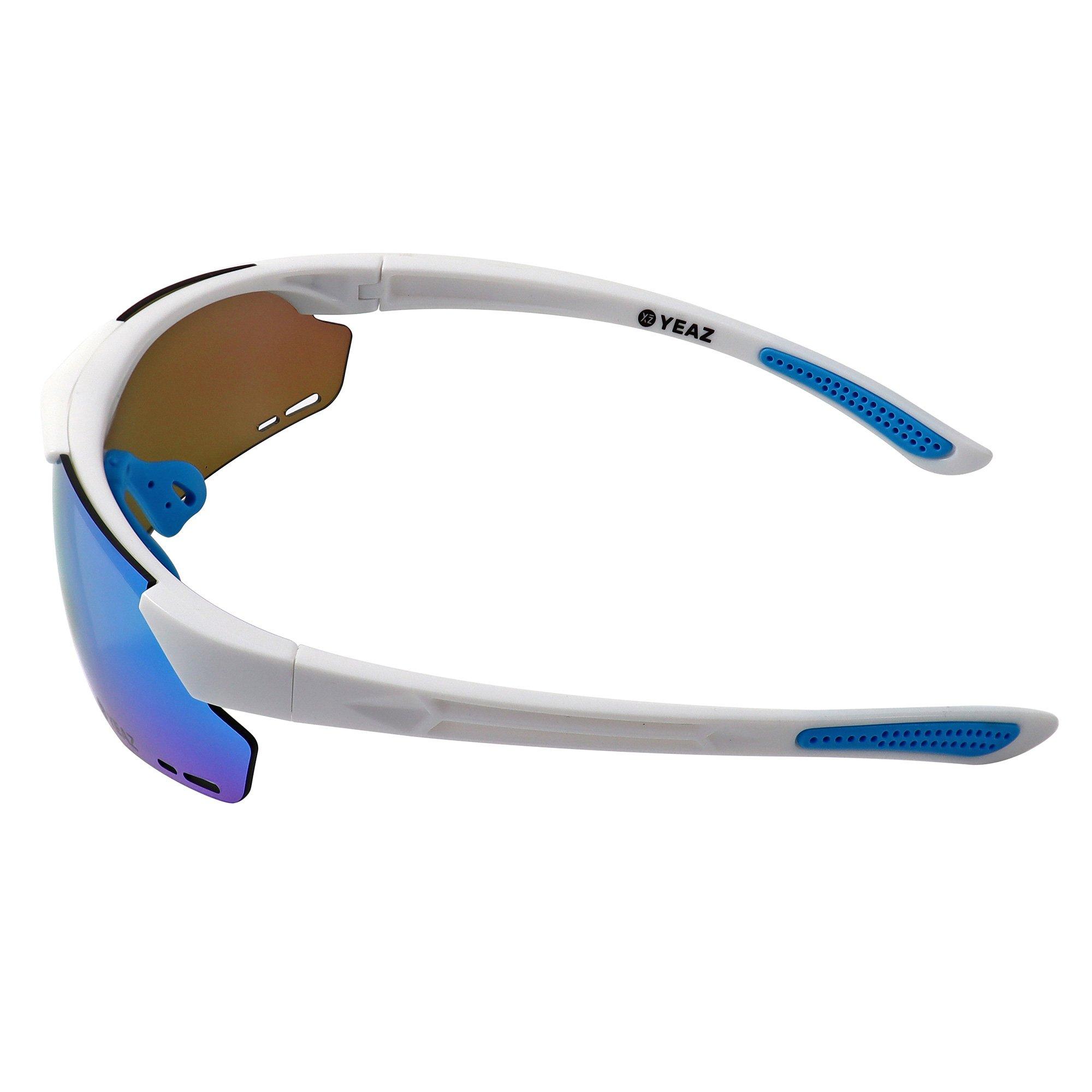 YEAZ  SUNUP Set Magnet-Sport-Sonnenbrille Matt weiß /  Full Revo Ice Blue 