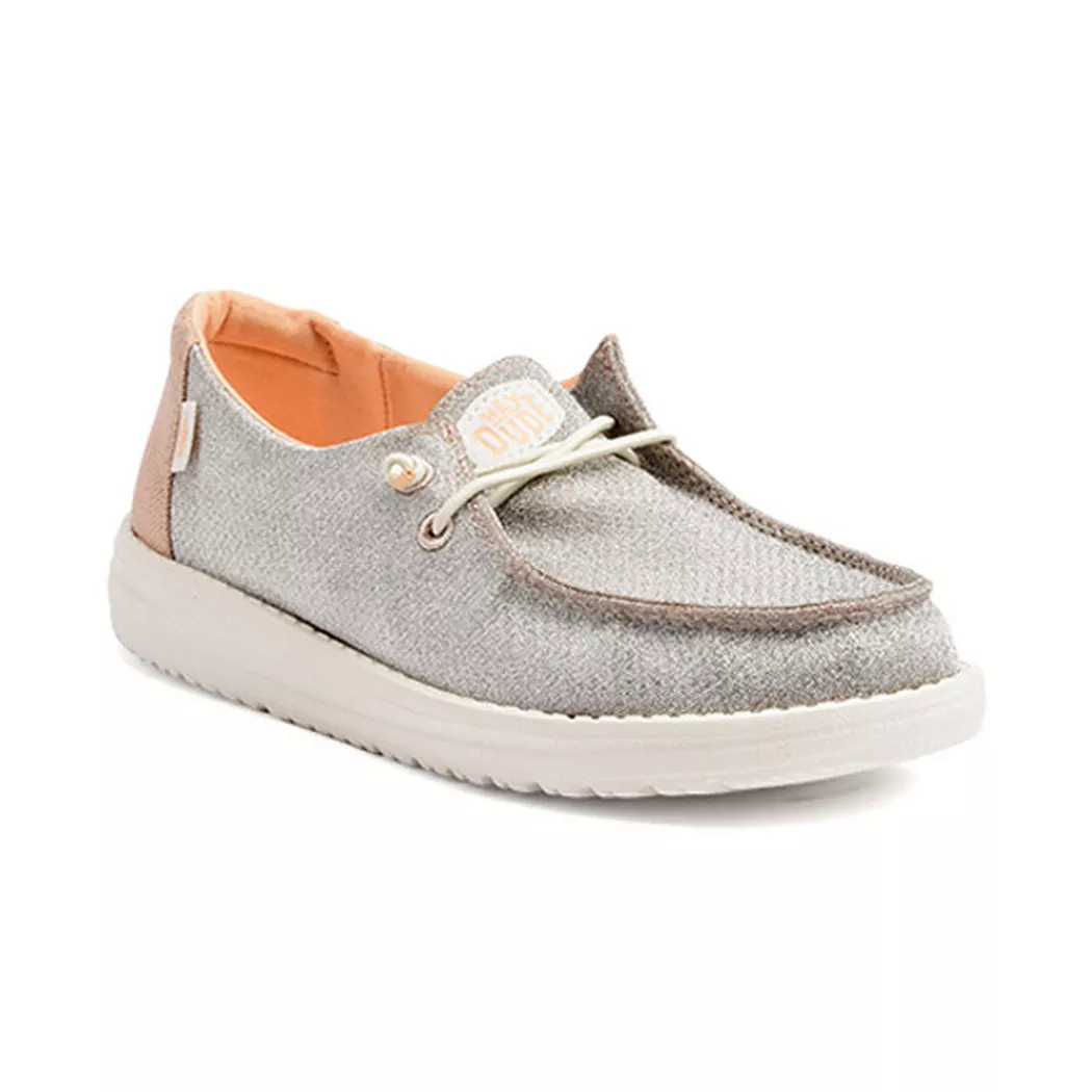 HEY DUDE - Wendy Youth Metallic Sparkle, Wendy Youth Metallic Sparkle Slip-On Sneakers, 34, Silber