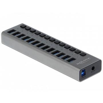 63738 Schnittstellen-Hub USB 3.2 Gen 1 (3.1 Gen 1) Type-B 5000 Mbit/s Grau