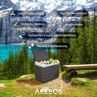 Arebos  Compressor Cooler Box Electric Car Refrigerator APP Freezer Box 