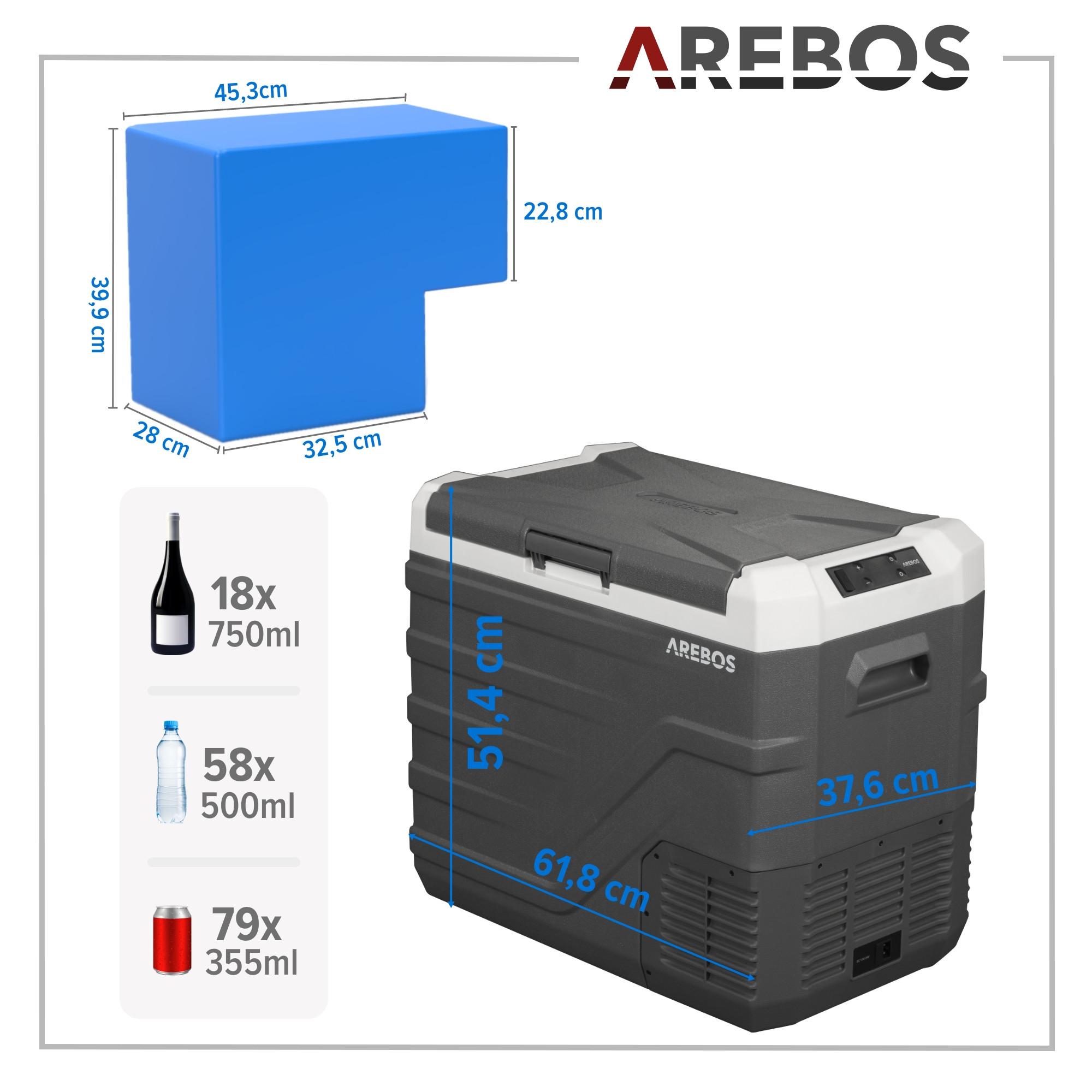 Arebos  Compressor Cooler Box Electric Car Refrigerator APP Freezer Box 