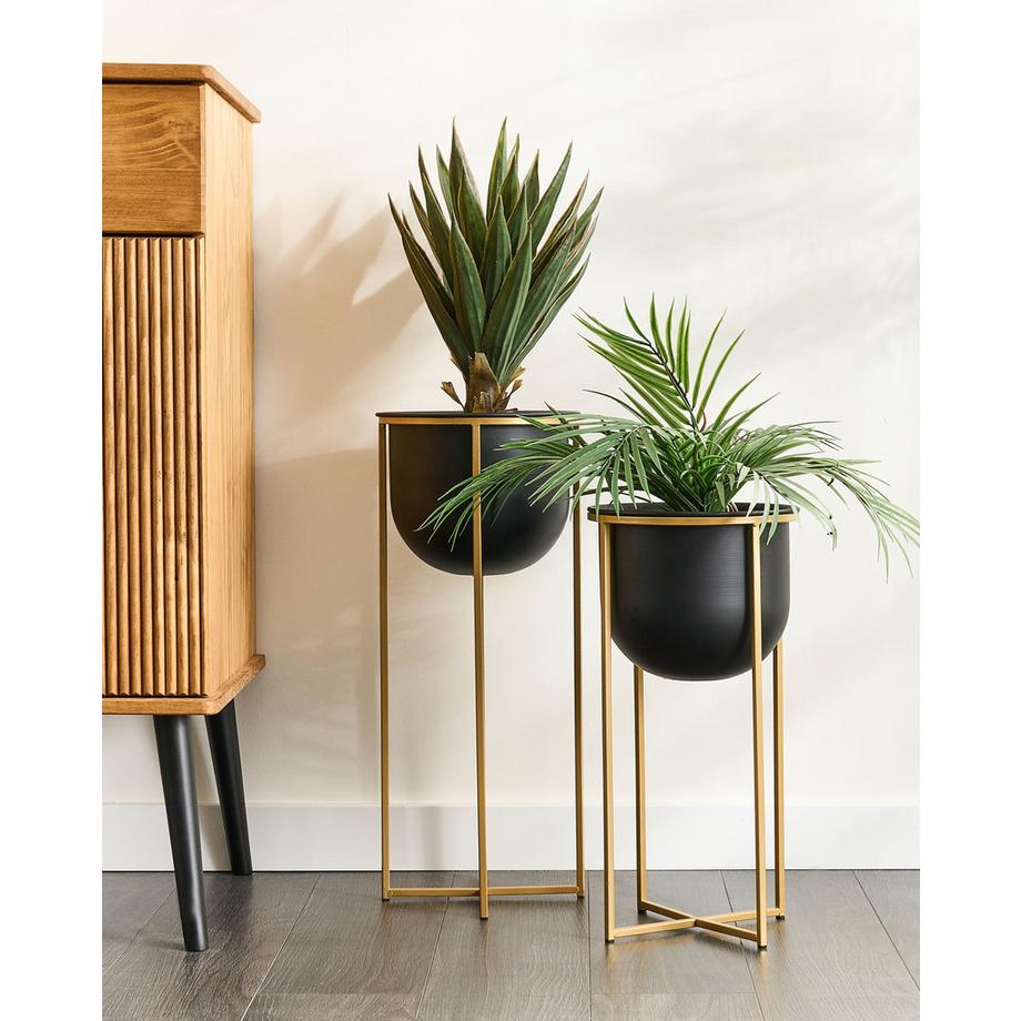 Beliani Set di 2 vasi rialzati per piante en Ferro Moderno THUJA  