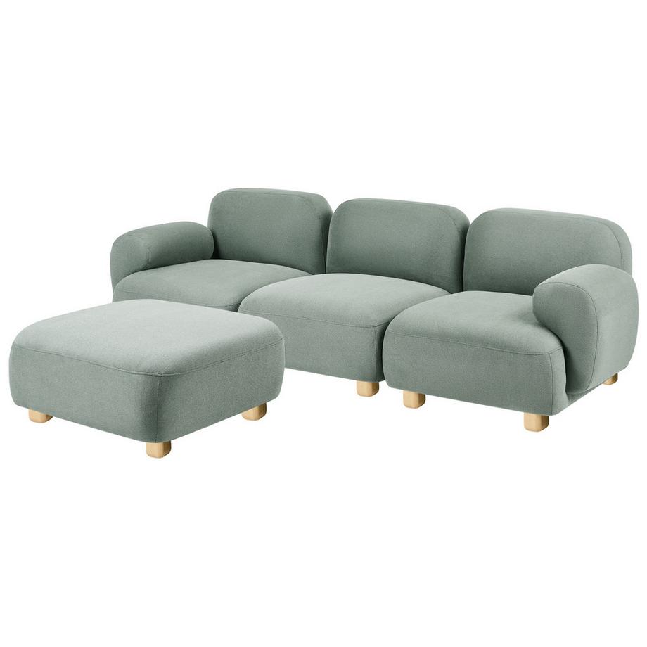 Beliani Canapé 3 places avec ottoman en Tissu Moderne AMLI  