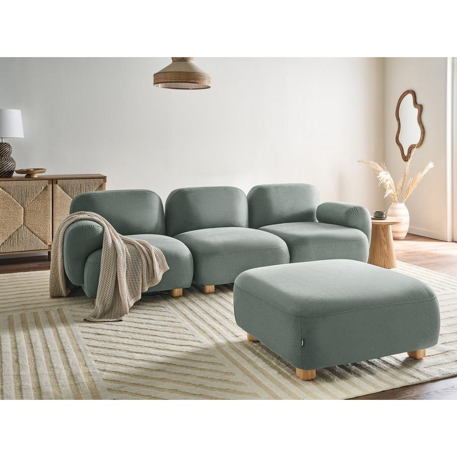 Beliani Canapé 3 places avec ottoman en Tissu Moderne AMLI  