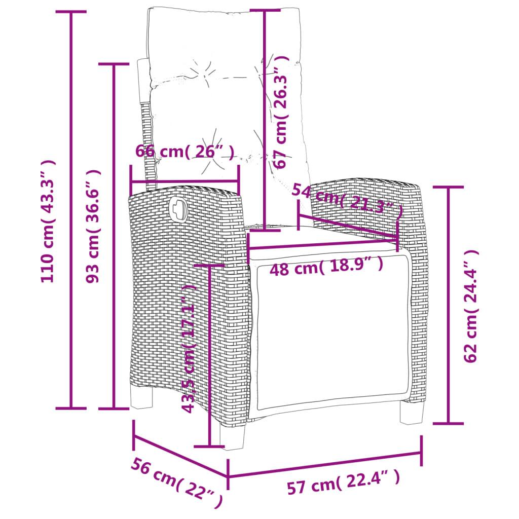 VidaXL Gartensessel verstellbar poly-rattan  