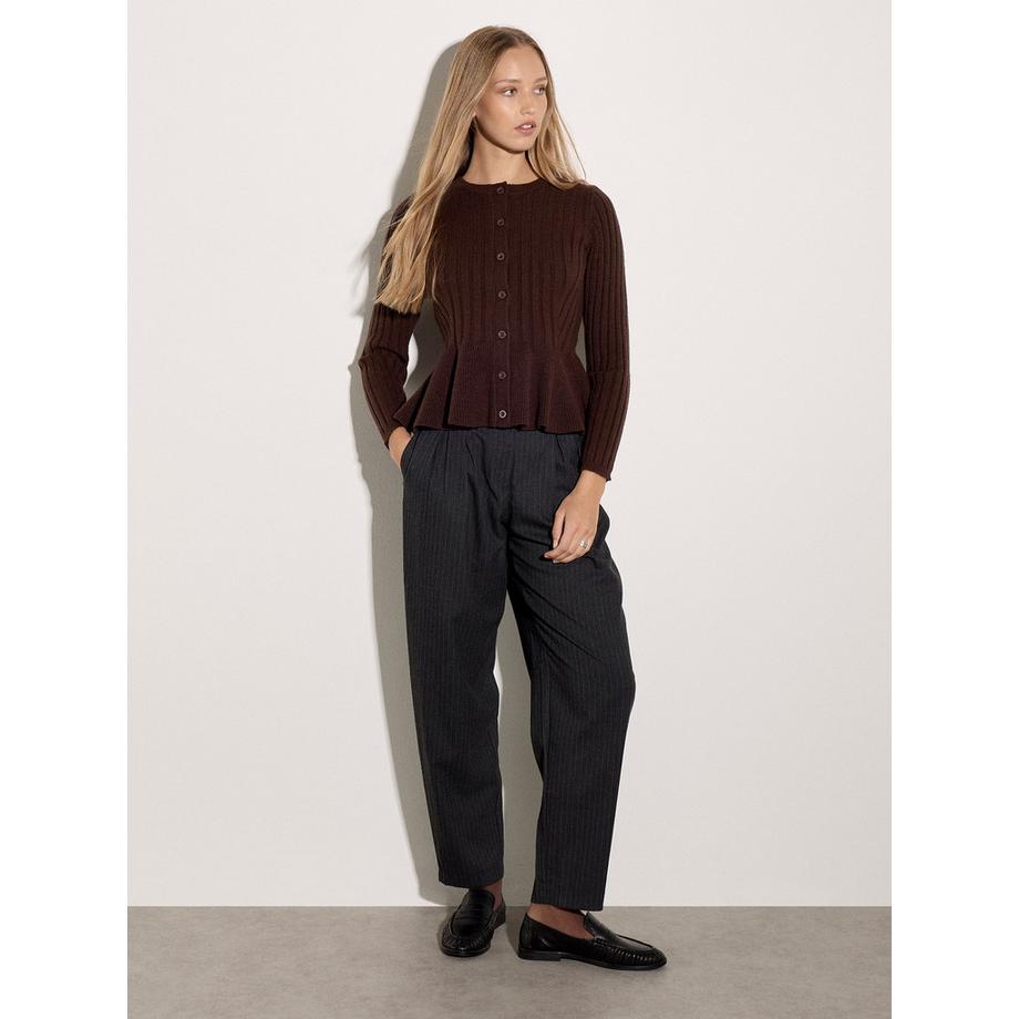 APRICOT Gerippte Strickjacke mit Schößchen  