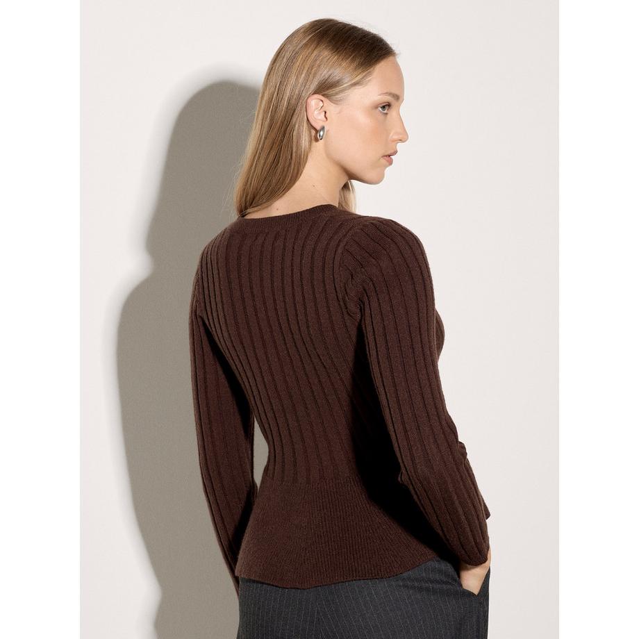 APRICOT Gerippte Strickjacke mit Schößchen  