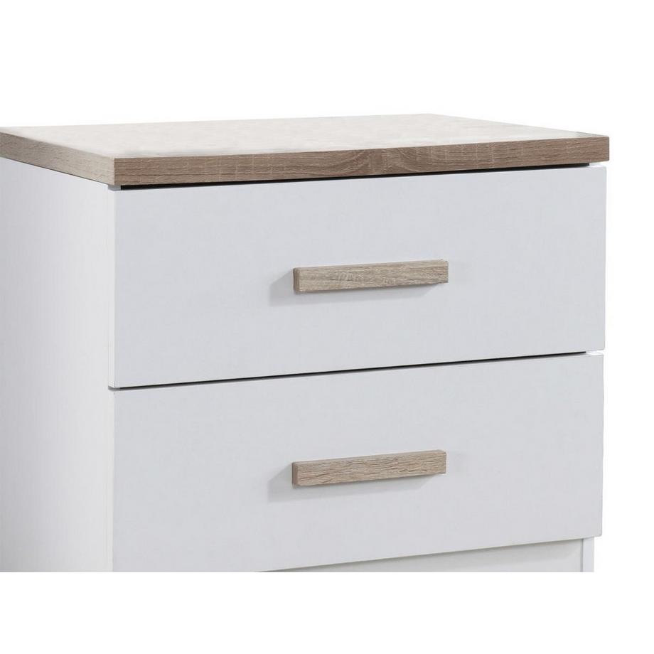 Vente-unique Table de chevet avec 2 tiroirs - Blanc et naturel - SKAIDO  