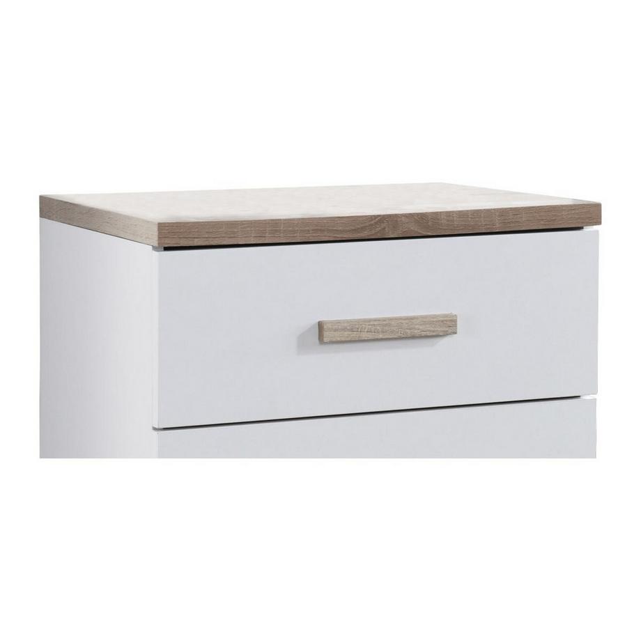 Vente-unique Table de chevet avec 2 tiroirs - Blanc et naturel - SKAIDO  