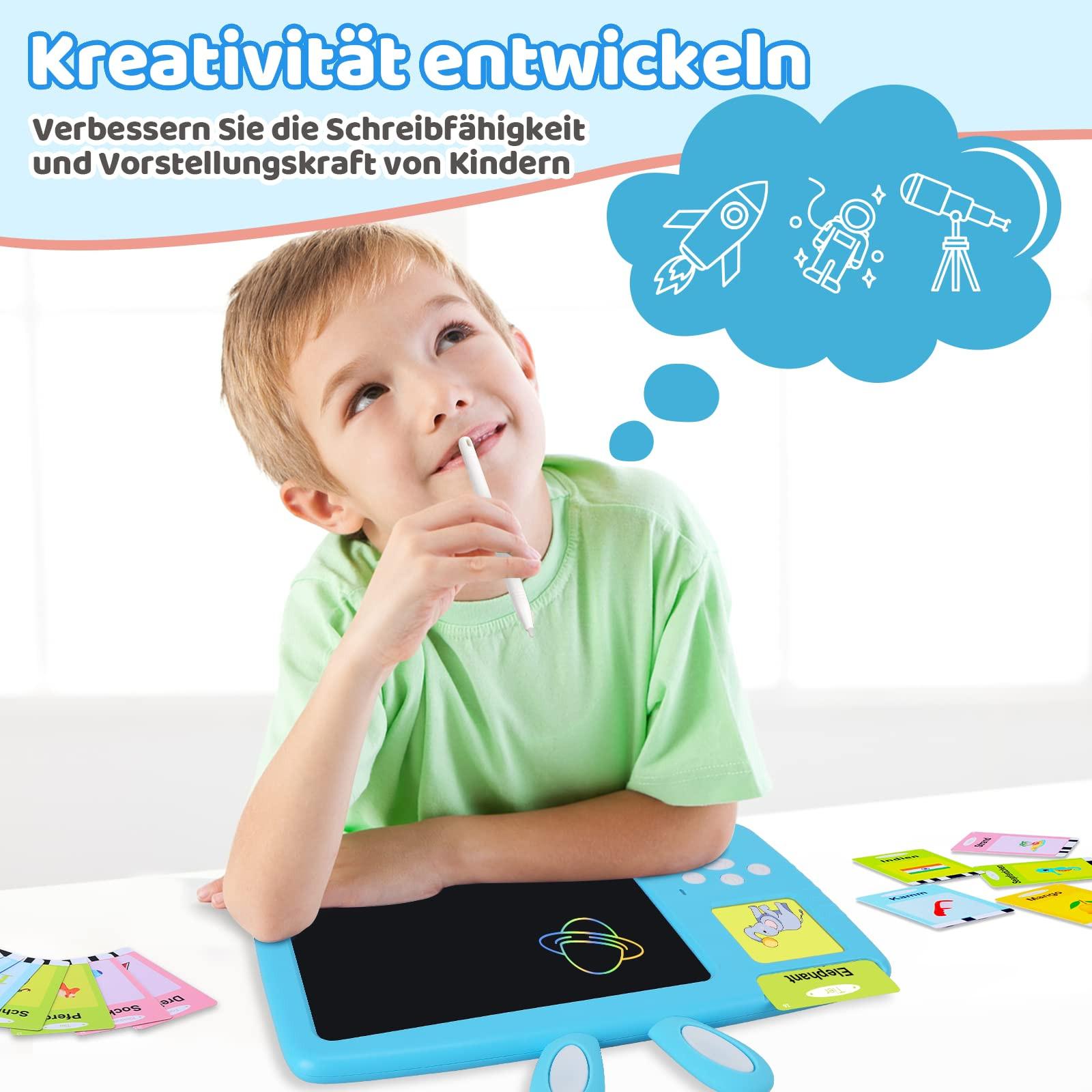 Activity-board  Deutsch lernen Lernspielzeug für Kinder, Sprechende Lernkarten LCD-Schreibtafel 388 Wörter, Lesen & Schreiben 