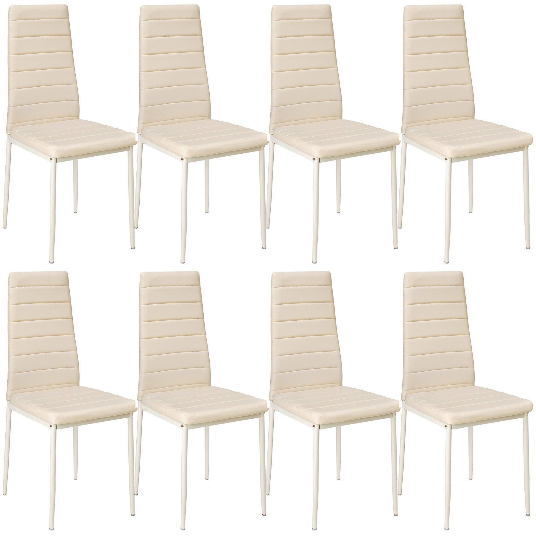 Tectake Lot de 8 chaises avec surpiqûre  