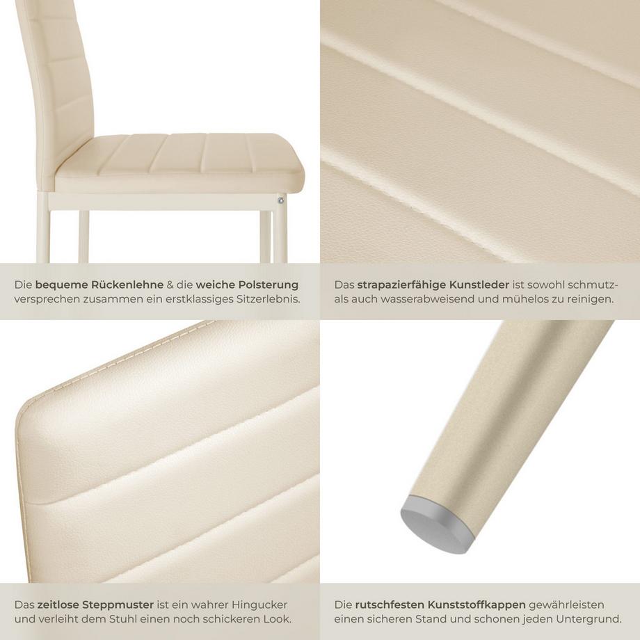 Tectake Ensemble de chaises de salle à manger THOMAS rembourrées avec revêtement aspect cuir  