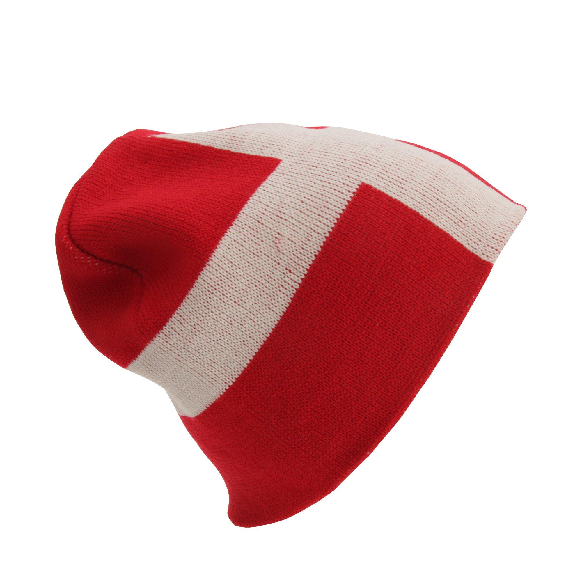 Image of Dänemark-flagge Design Winter Strickmütze Herren Rot Bunt ONE SIZE