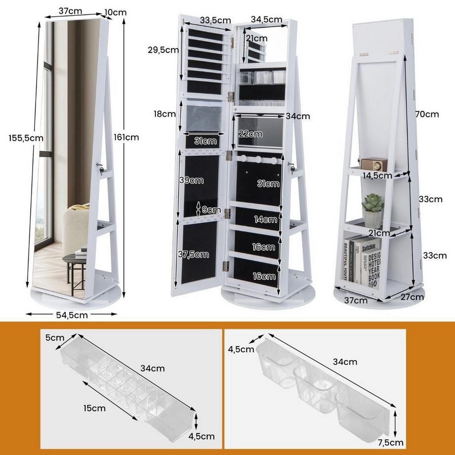 Northix Schmuckschrank mit LED-Beleuchtung  