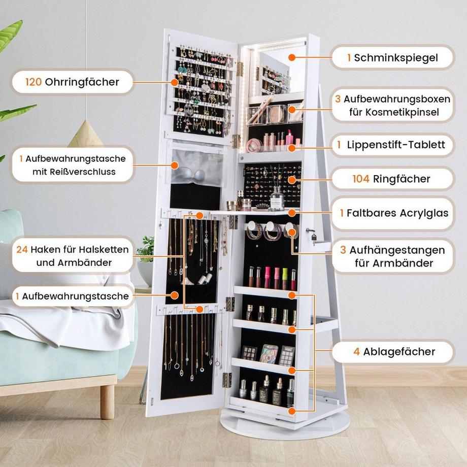 Northix Schmuckschrank mit LED-Beleuchtung  