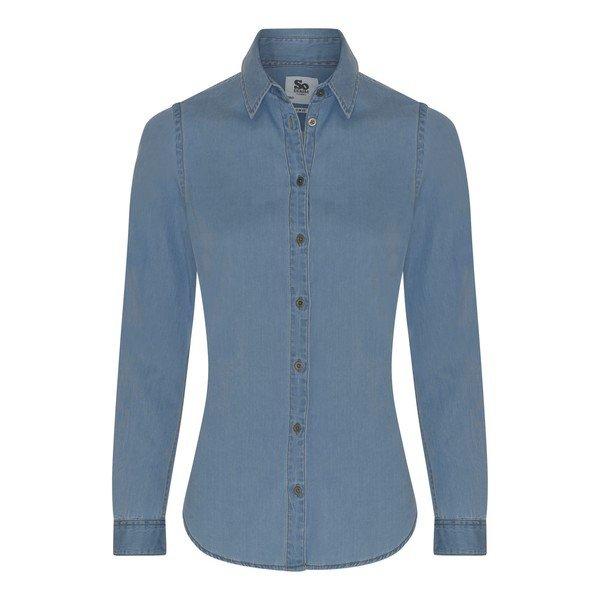 Image of So Denim Jeanshemd Lucy Damen Hellblau XS