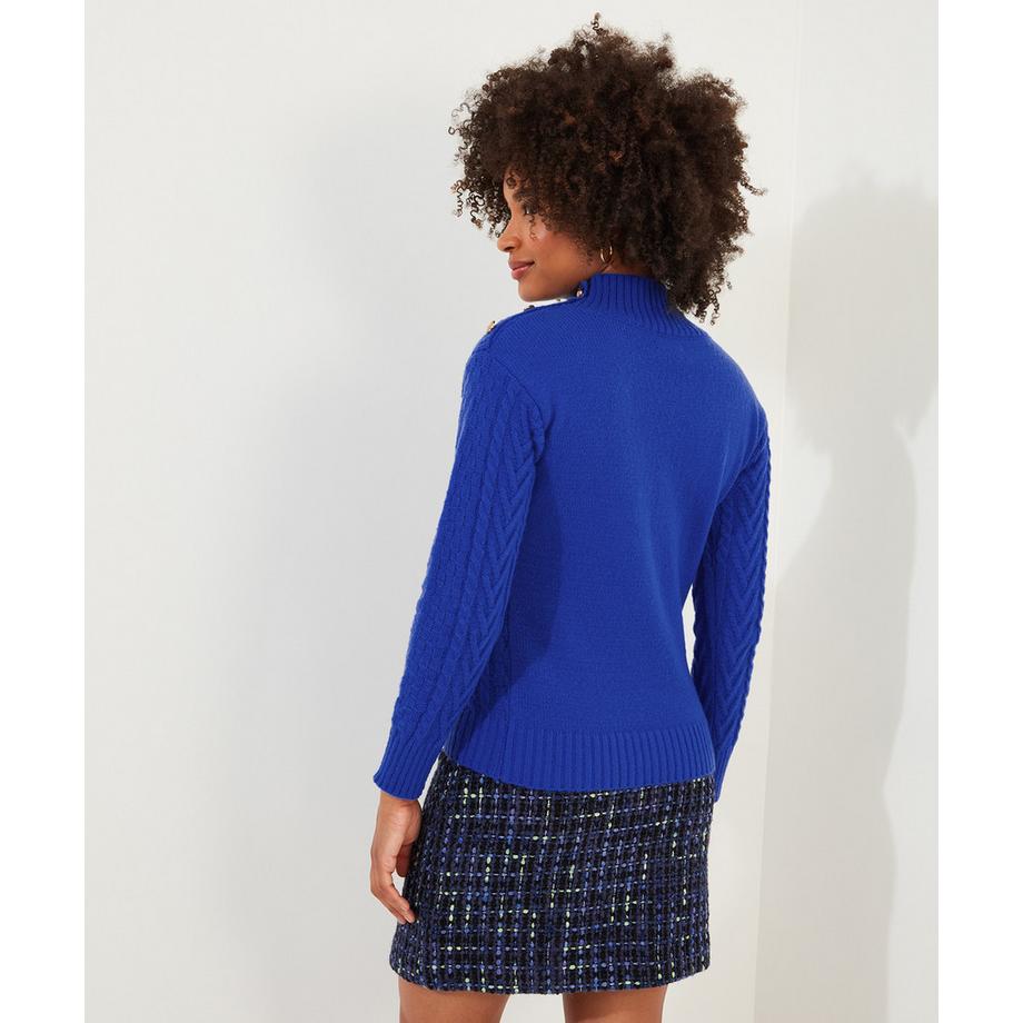 Joe Browns Pullover a Treccia Cobalto con Polsini a Costine  